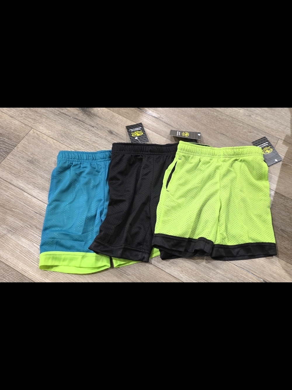 NWT Bundle Of 3 Boys Athletic Works Mesh Shorts - Neon Green, Black, Teal